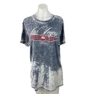 Las Vegas Nevada Graphic T Shirt Tipsy Blue White Tie Dye Crew Neck Top Size XL